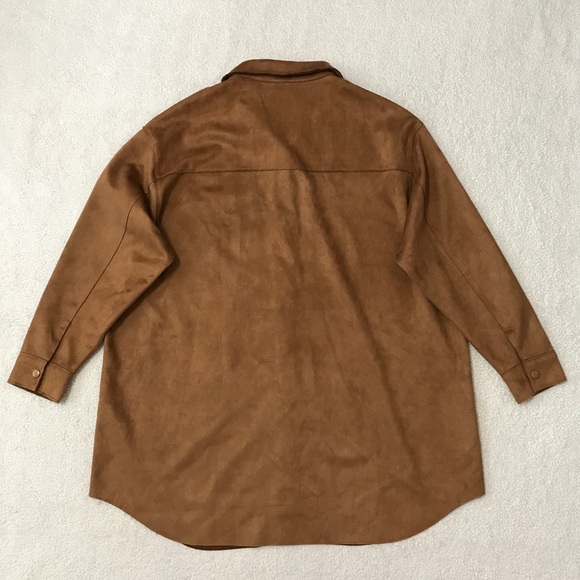 Faux Suede Shacket (Shirt Jacket) Oversized Brown Pit to Pit 27” XXL - Picture 11 of 13
